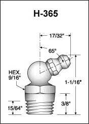 1/4" PTF 65 Degree Grease Fitting