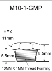 10MM X 1MM THREAD FORMING PLUG