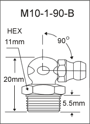 10MM X 1MM 90 DEGREE BRASS GREASE FITTINGS