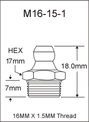 16MM X 1.5MM GREASE FITTING