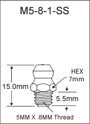 5MM STAINLESS STEEL GREASE FITTING