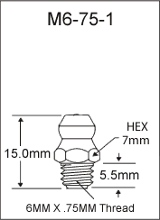 6MM X .75MM GREASE FITTING