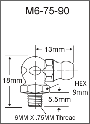 6MM X .75MM GREASE FITTING