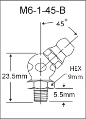 6MM X 1MM 45 DEGREE BRASS GREASE FITTING