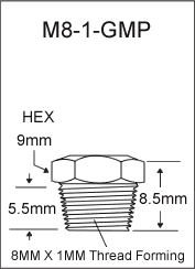 8MM X 1MM METRIC PLUG