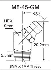 8MM X 1MM THREAD FORMING GREASE FITTING