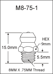 8MM X .75 MM GREASE FITTING