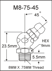 8MM X .75MM GREASE FITTING