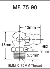 8MM X .75 MM GREASE FITTING