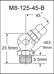 8MM X 1.25MM 45 DEGREE BRASS GREASE FITTING