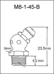 8MM X 1MM 45 DEGREE BRASS GREASE FITTING