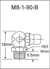 8MM X 1MM 90 DEGREE BRASS GREASE FITTING