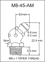 8mm 45 Degree Grease Fitting