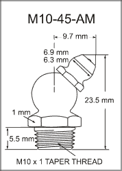 10mm 45 Degree Grease Fitting