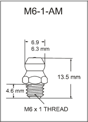 6mm straight grease fitting