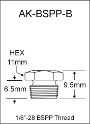 1/8" BSPP Brass Grease Fitting / Zerk Fitting drawing