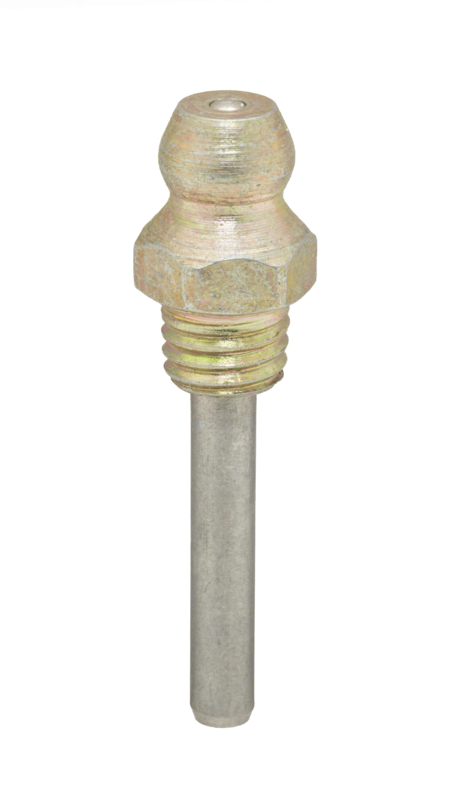 H-100-GM-EXT-SS 1/4"-28 special taper thread-forming grease fitting with stainless steel extension tube, side view