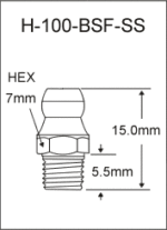 H-100-BSF-SS  british thread grease fitting
