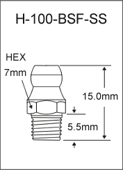 H-100-BSF-SS  british thread grease fitting