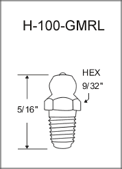 H-100-GMRL thread forming grease fitting drawing