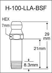 H-100-LLA-BSF  british thread grease fitting