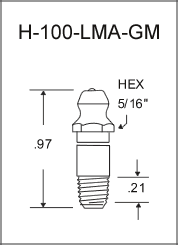H-100-LMA-GM thread forming grease fitting drawing