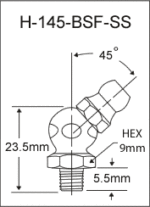 H-145-BSF-SS  british thread grease fitting