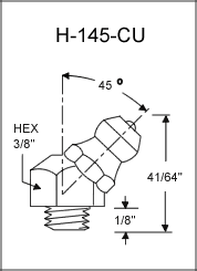 H-145-CU straight thread grease fitting drawing