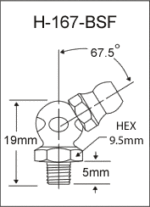 H-167-BSF  british thread grease fitting