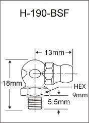 H-190-BSF  british thread grease fitting