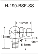 H-190-BSF-SS  british thread grease fitting