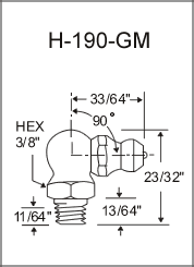 H-190-GM thread forming grease fitting drawing
