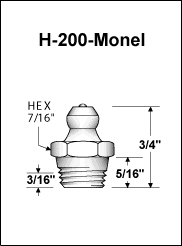 H-200-MONEL grease fitting drawing