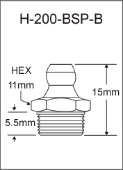 H-200-BSP-B  british thread grease fitting drawing