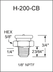 H-200-CB button head grease fitting drawing