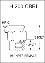 H-200-CBRI button head grease fitting drawing