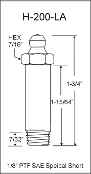 H-200-LA 1/8in PTF grease fitting drawing