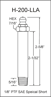 H-200-LLA 1/8in PTF grease fitting drawing