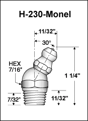H-230-MONEL grease fitting drawing