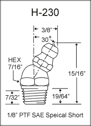 H-230 1/8in PTF grease fitting drawing