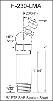 H-230-LMA 1/8in PTF grease fitting drawing