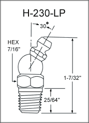 1/8" NPT 30 Degree Leakproof Grease Fitting / Zerk Fitting drawing