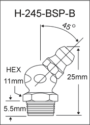 H-245-BSP-B  british thread grease fitting drawing