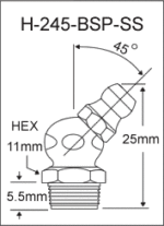 H-245-BSP-SS  british thread grease fitting