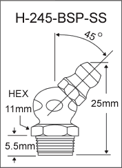H-245-BSP-SS  british thread grease fitting