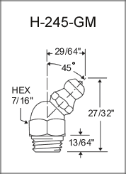 H-245-GM thread forming grease fitting drawing