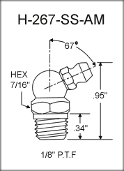 H-267-SS-AM stainless steel grease fitting drawing