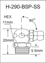 H-290-BSP-SS  british thread grease fitting
