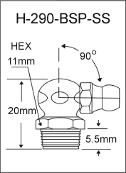 H-290-BSP-SS  british thread grease fitting