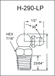 1/8" NPT 90 Degree Leakproof Grease Fitting / Zerk Fitting drawing